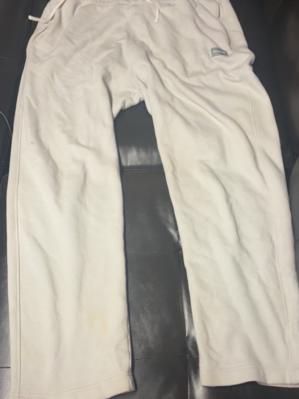 Cream Fleece Sweatpants Hollister
